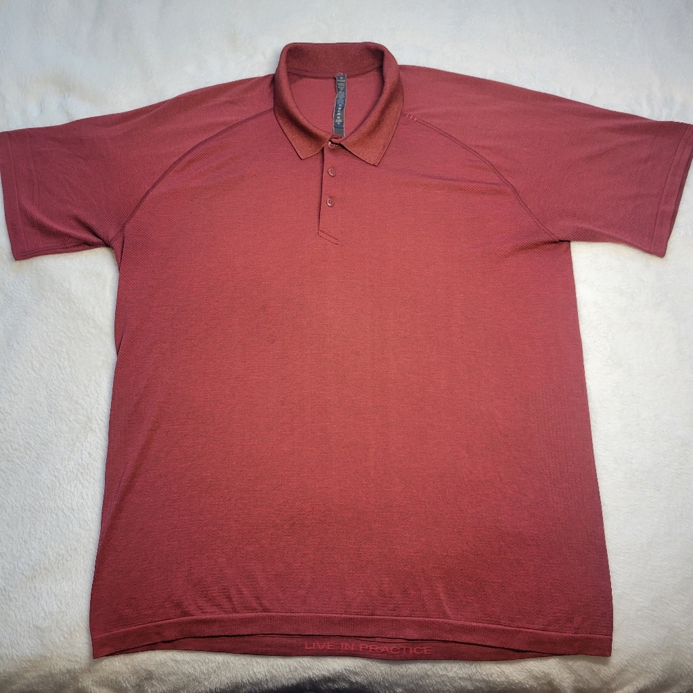 Lululemon Polo Shirt Mens XXL 2XL Red Metal Vent Tech Evolution Live In Practice